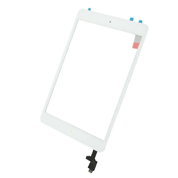 IOS Mini 1 2 Tablet Touch Screen Digitizer Glasmontering med IC Chip Nøgle Integreret Klæbemiddel Hvid