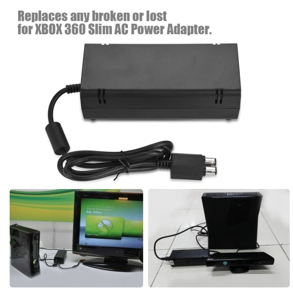Universal Strømforsyningsmursten Oplader Strømadapter Kabelledning Til XBOX 360 SLIM (EU Stik)