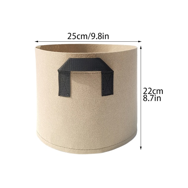 (Pakke med 5) Tykke Filtplanteposer Ikke-vevde Treplanteposer - 3 Gallons Dobbelthåndtak (25 * 22 CM)