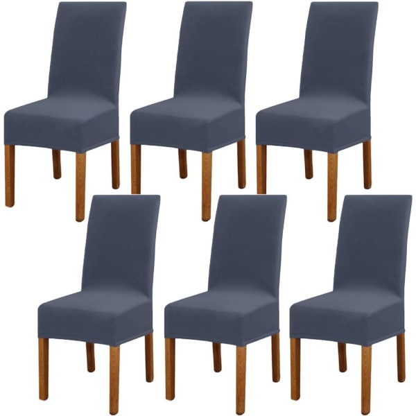 6 delar elastiskt modernt cover, avtagbart tvättbart stretchmatsalsstolsöverdrag, cover för matsal, hotell och bröllopsinredning (grå)