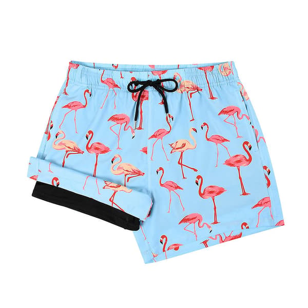 Dobbeltlags badebukser Åndbare hudvenlige boardshorts til mænd Black L