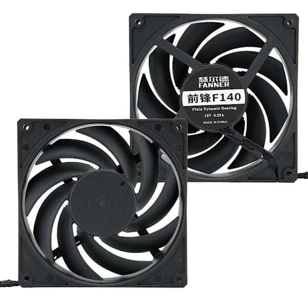 F140 14 cm Lav Støj Sort CPU Køleventilator til Stationær Computer