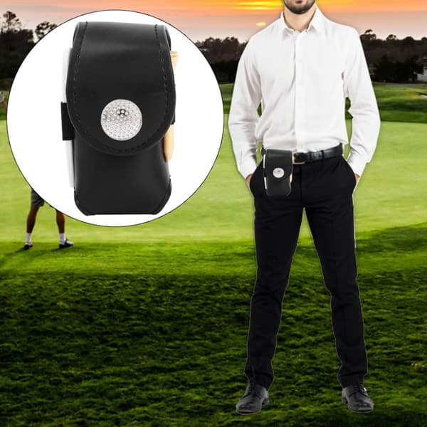 Mini PU Golfboldtaske med Tee og Divot Bærbart Tilbehør Sort