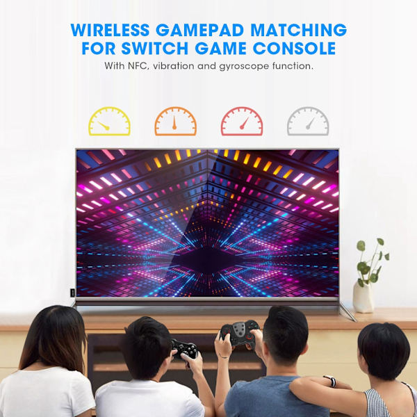 T17 Langaton Bluetooth-peliohjain Joystick-värinä Gyroskooppi-peliohjain Switchille Musta