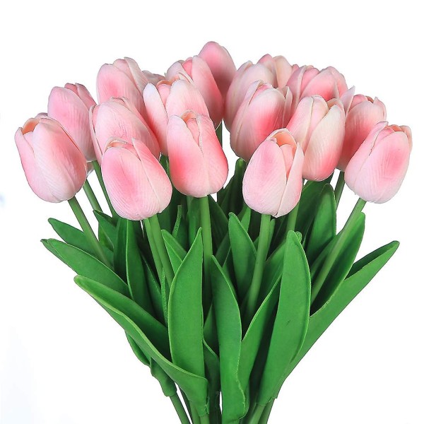 10 stk kunstige blomster falske blomster tulipan latexmateriale ægte touch til bryllupsværelse Hjem hotelfest dekoration og gør-det-selv (pulver)