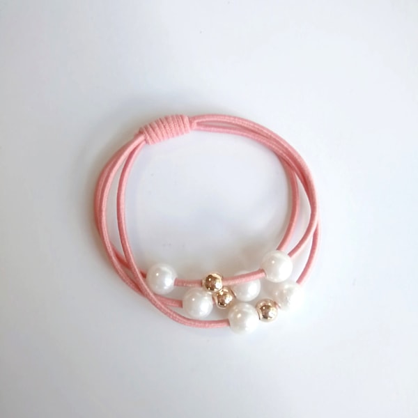 Stilige Rosa Hårelastikker med Kunstige Perler, Overlegen Elasticitet, Moderne Elastiske Hårelastikker, Perfekte Håraccessoirer til Piger