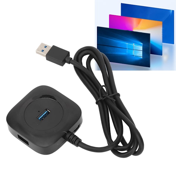 USB 3.0 Hub Svart Hög Effekt 4 Portar Samtidigt Användning Stabil Långvarig för Underhållning Kontor