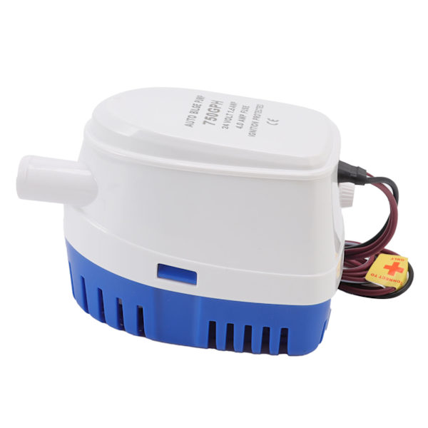 Automatisk Bilgepumpe med Stødsikkerhed, Mini Multifunktionel DC Neddykbar Pumpe med Flydeskifte 24V 1.6A 4A Sikring
