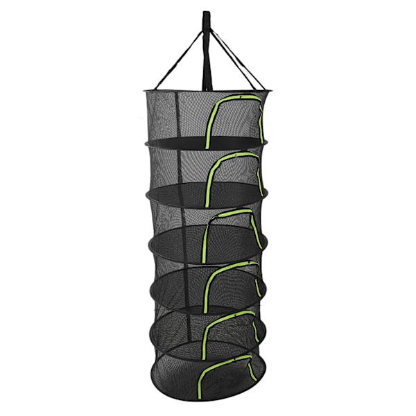 Foldbar Plante Tørring Net Multilayer Lynlås Design 60cm Diameter Urte Knopper Tør Net med Opbevaringspose 6 Lag