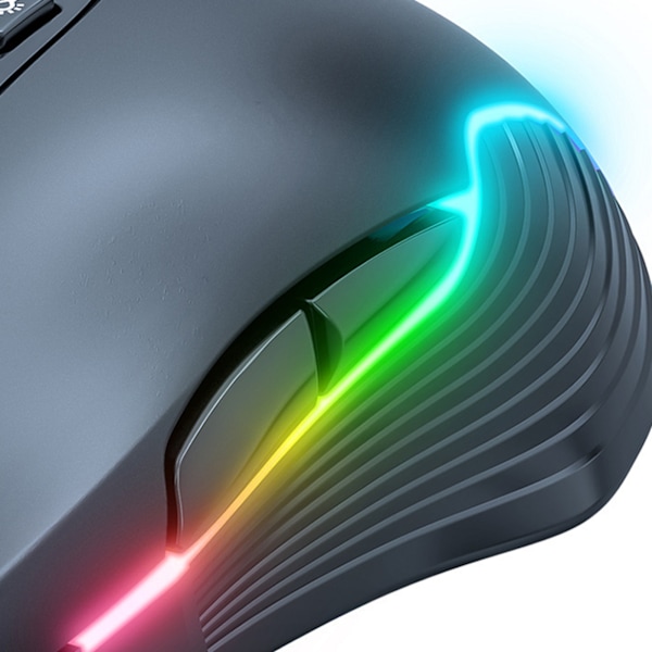 Trådlös Mus USB Laddningsbar Ergonomisk Trådlös Spelmus för Laptop PC Dator Svart