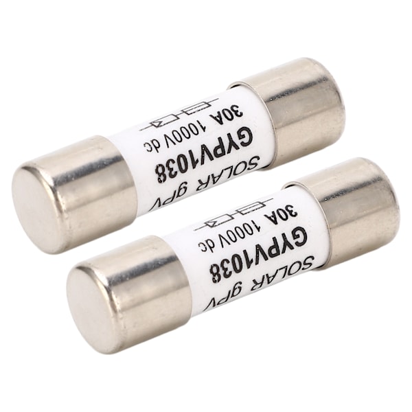 2-pack solcellsäkring med kortslutningsskydd, porslinsrör & kvarts kärna, 1000VDC 30A betyg