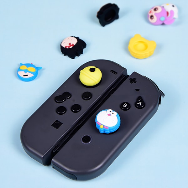 Silikon Joystick-skydd Söt Cartoon Ergonomisk Repskyddande Spel Tumgreppsskydd för Switch Lightning och Pikaqiu 4 st