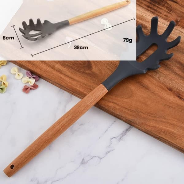 Heat-resistant silicone pasta spoon, spaghetti spoon with portion measure