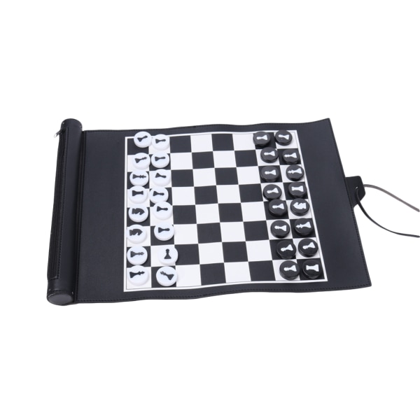 Set Portable Travel Brädspel PU Leather Roll Up Schackspel Set för barn Vuxna