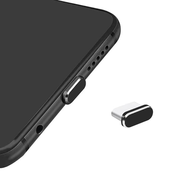 [BT02]4-pakkaus USB-C pölysuoja puhdistusharjalla iPhone & Samsung -puhelimille[JUN] Silver