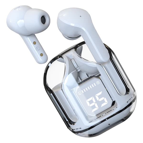 Trådløse Bluetooth-øretelefoner Transparent Design Støjreducerende HiFi Stereo Touch Control Hvid
