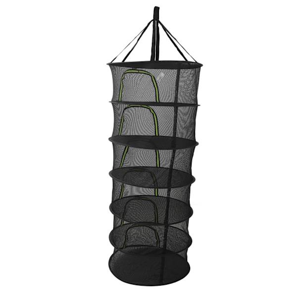 Foldbar Plante Tørring Net Multilayer Lynlås Design 60cm Diameter Urte Knopper Tør Net med Opbevaringspose 6 Lag