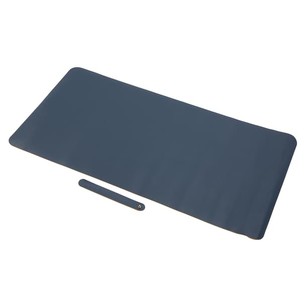 Dobbeltsidet vandtæt læderbordmåtte multifunktionel skrivebordsmusemåtte blå gul