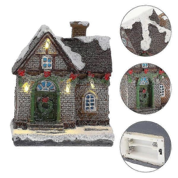 1 Jule Mini Selvlysende Hus Miniatyr Harpiks Husdekorasjon