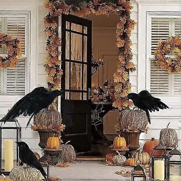 Realistic Crow Feathered Crows Looking for a Realistic Crow, Black Feather Birds Crows Halloween Party Decorations