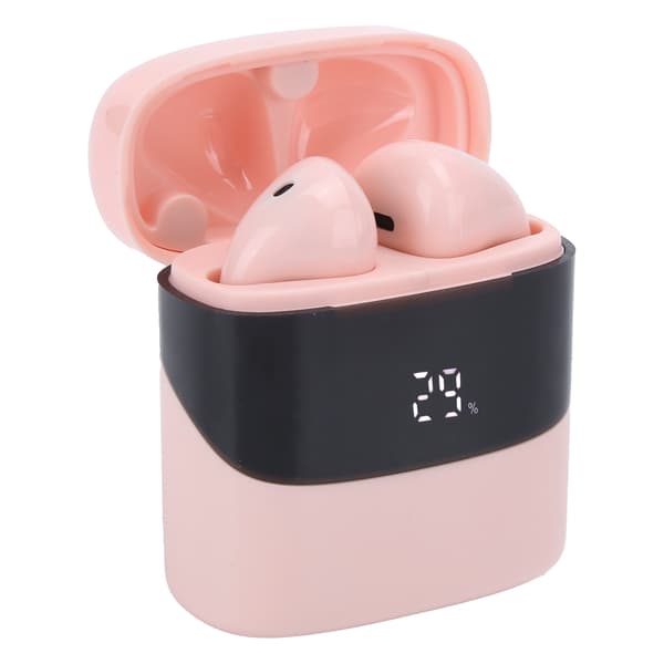 T12 Trådløse Bluetooth 5.0 Ørepropper med Digitalt Display Ladeetui Rosa