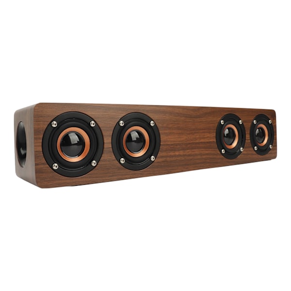 Trä Bluetooth-högtalare väckarklocka med 4 högtalare 4 spelmod hög effekt digital klocka för sovrum sängbord träkorn
