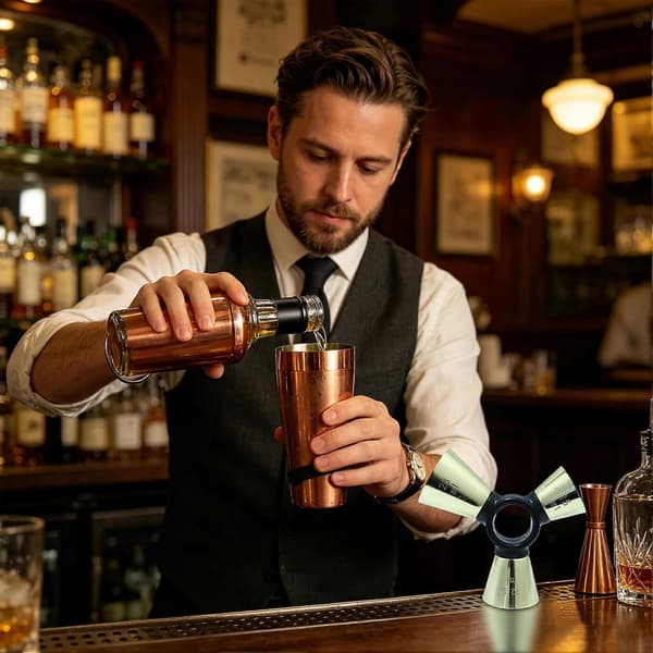 【02】Jigger for Bartending Rustfritt Stål 3 Ender Ergonomisk Nøyaktig Målebeger Cocktail Jigger B