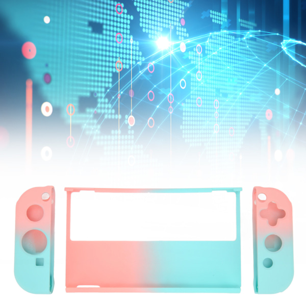 Spelkonsolskyddsfodral Gradient Ergonomiskt Grepp Spelkonsol Silikon Skyddande Fodral för Switch OLED Blå Rosa