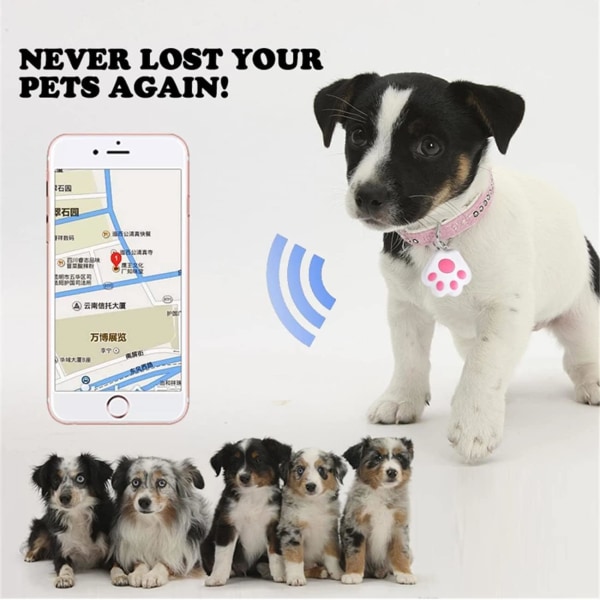 Mini GPS-tracker til katte/hunde (42*40*10mm), Bluetooth-tracker til kæledyr, hunde, børn, katte, bagage, pung, nøglering, vandtæt og bærbar sporingsenhed