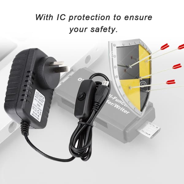 5V 3A Micro USB Strömadapter med Strömbrytare för Raspberry Pi 3B 3B+ 3A+ 100V 240V AC Ingång