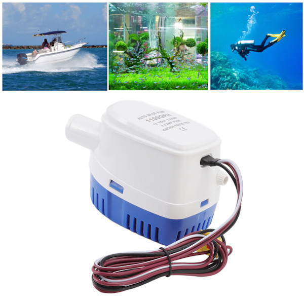 Elektrisk DC-vattenpump med flottörbrytare Automatisk länspump Mikro-nedsänkbar pump 4 meter lyft 12V 3.8A