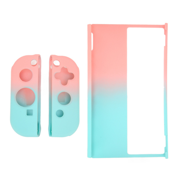 Spelkonsolskyddsfodral Gradient Ergonomiskt Grepp Spelkonsol Silikon Skyddande Fodral för Switch OLED Blå Rosa