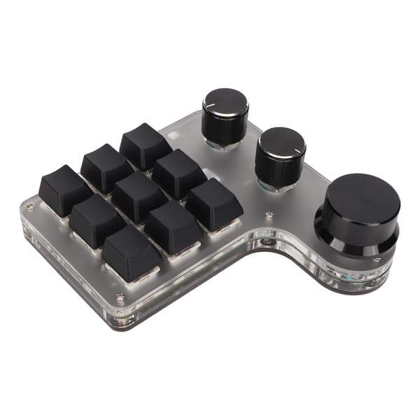 Mini Custom 9 Tasters 3 Knotter Programmerbart RGB Bakgrunnsbelyst Makrotastatur for Dataspill Svart
