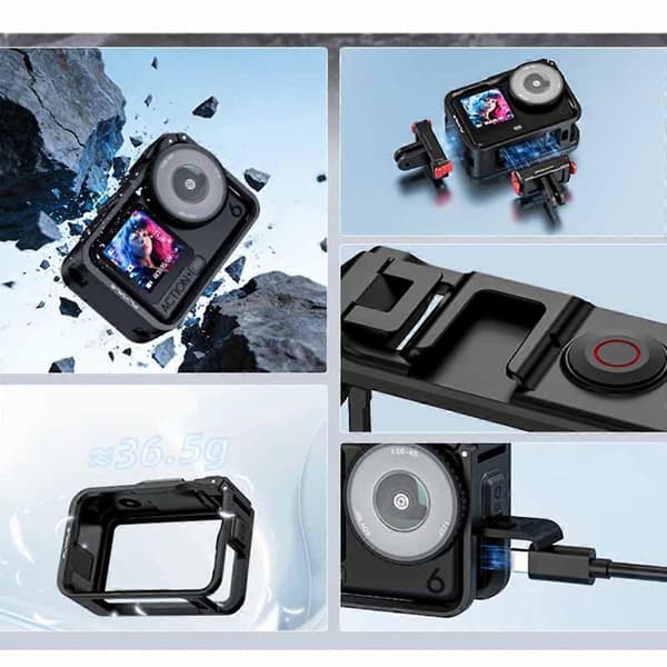 Action Camera Protective Cage Compatible with DJI Osmo Action 6 Lightweight ABS Frame with Magnetic Quick Release