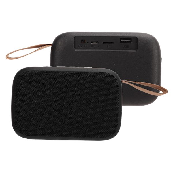 Langaton Bluetooth-kaiutin muovista ja kankaasta, ladattava 300 mAh, kannettava langaton kaiutin juhliin, rannalle ja leirintään, musta