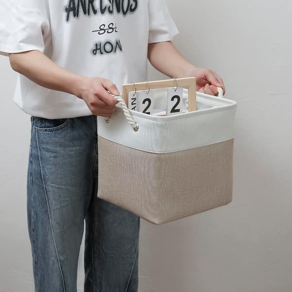 28 x 28 cm Cube Storage Bins, 6-Pack Large Foldable Fabric Storage Boxes with Rope, Collapsible Storage Cubes for Home