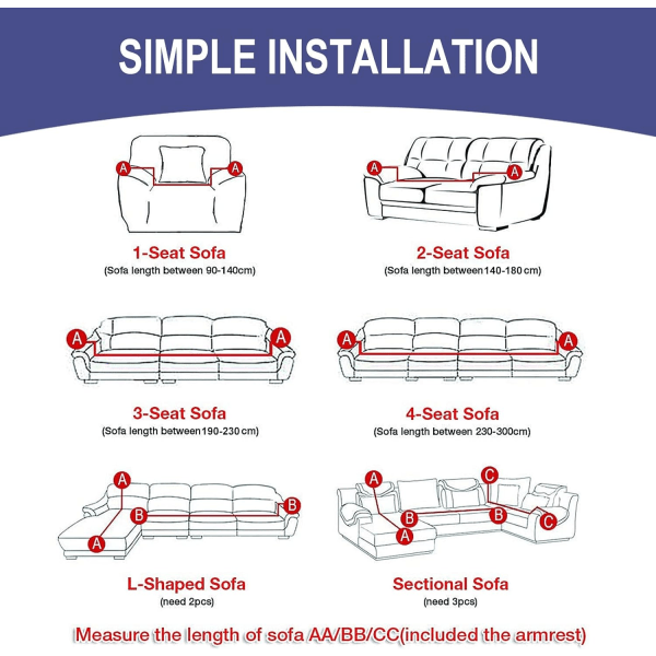 2-seters sofatrekk 140-180 cm Moderne sofatrekk med armlener Universalt elastisk sofatrekk Sofatrekk Sliptrekk Blå Svart