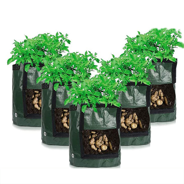 Istutuskassi PE Ympäristöystävällinen hengittävä kasvien kasvatuspussi Puutarhan istutuskassi Puutarhatyökalu Tummanvihreä 3 gallonaa 25x22cm