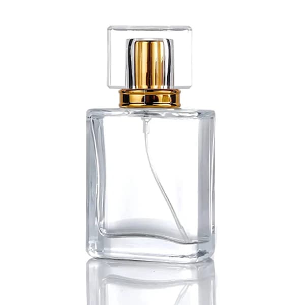 Påfyllningsbar parfymsprayflaska, glaskropp, guld, 50 ml