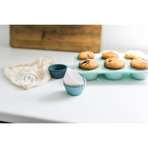 Silikone muffinforme - 4 farver - non-stick - BPA fri - Tåler opvaskemaskine (24 standard)