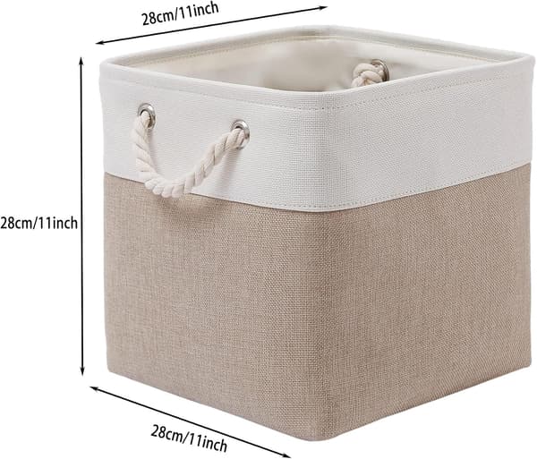 28 x 28 cm Cube Storage Bins, 6-Pack Large Foldable Fabric Storage Boxes with Rope, Collapsible Storage Cubes for Home