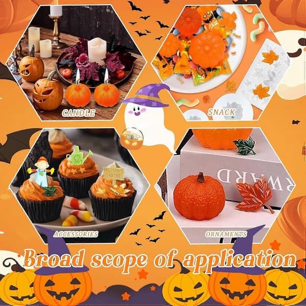 8 stk. græskar-stearinlys silikoneforme, Halloween ahornblad-stearinlysform, 3D silikone epoxyform til Halloween-dekorationer, stearinlys, aromaterapi 8pcs