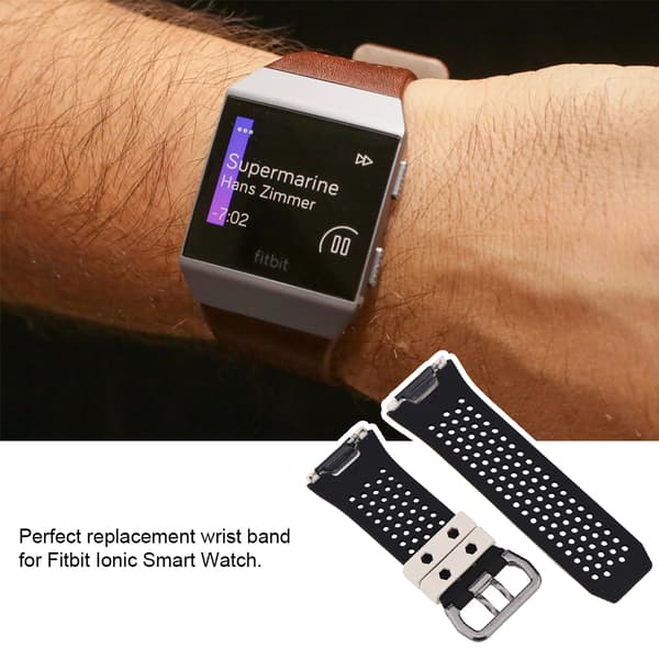 Fitbit Ionic -vaihtoranneke, silikoninen urheiluranneke, beige ja musta
