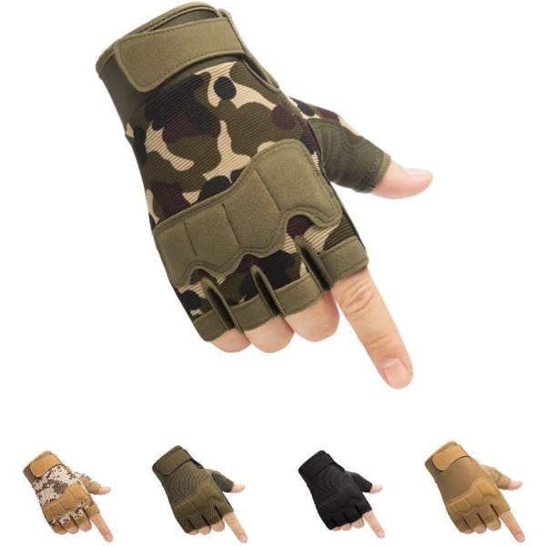 (L) Taktiset sormettomat käsineet, naamiointi, kevyet, hengittävät ja suojaavat sotilaskäsineet ulkokäyttöön ammunta-, metsästys-, coto- ja kiipeilyhanskat