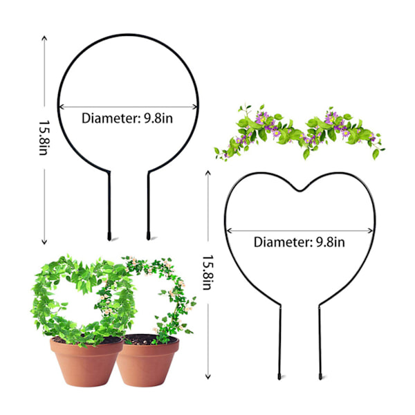 Rund 25*37cm (2.8mm) ) Obs: Stålringen är tunnare) Växtstöd järnväxtklätterram