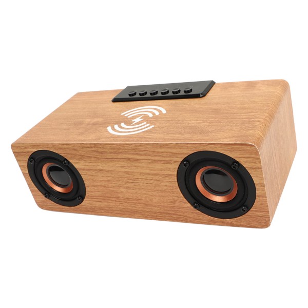 Trævækkeur med Bluetooth-højttaler med FM-radio Trådløs telefonoplader Vækkeur Bluetooth-højttaler til sengen i soveværelset