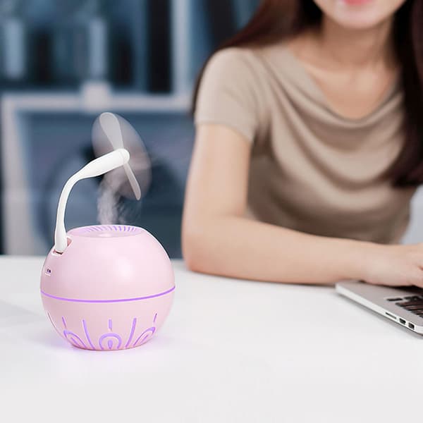 Mini Ball LED nattlys USB luftfukter rosa