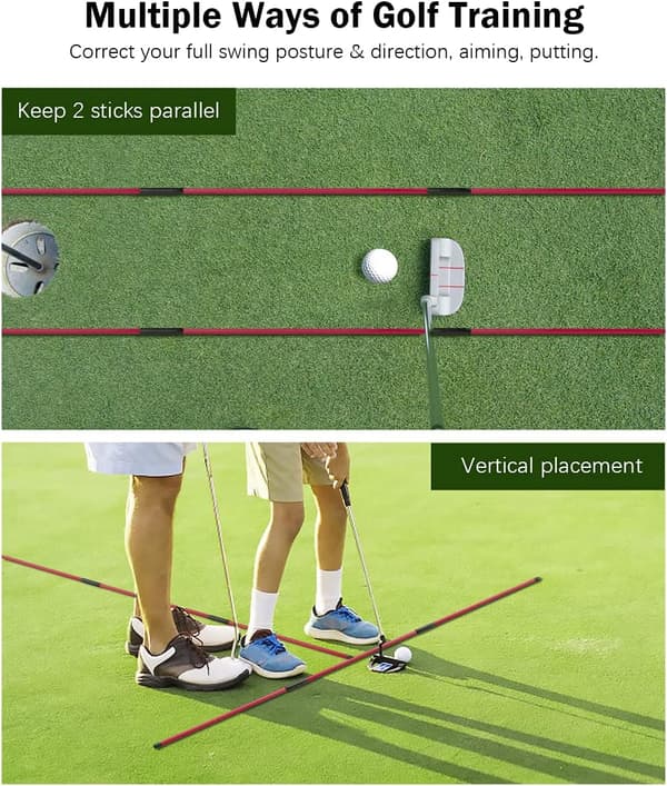 [02]Golf Alignment Sticks - Foldable Golf Training Sticks for Aiming, Putting, Full Swing Trainer, Posture Correction with Transparent Tube Case