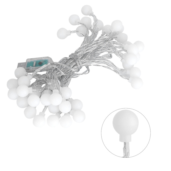 40 LED-pallovalosarja - 6M USB-virralla toimiva koristeellinen riippuva valosarja 8 tilalla sisä- ja ulkokäyttöön - Lämmin valkoinen hehku