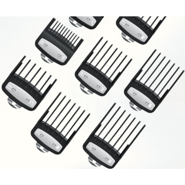 Kamme til Wahl hårklipperkamme, metalclips, 8 klippelængder er 1,5-25 mm Passer til alle WAHL klippere i fuld størrelse